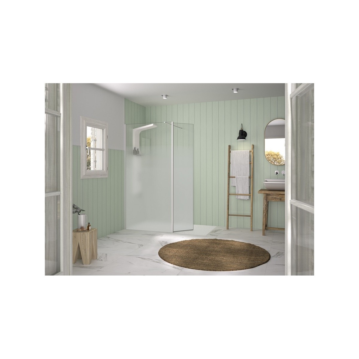 Volet pivotant 45cm pour Solo Design blanc grainé cosmos XL profilé à gauche - KINEDO PA8290BGCOXEG 
