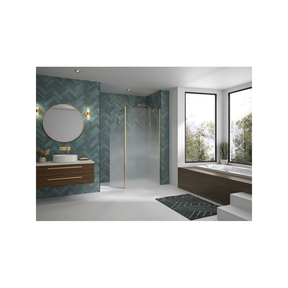 Volet pivotant 45cm pour Solo Design or brossé cosmos XL profilé à droite - KINEDO PA8290DCOXED 