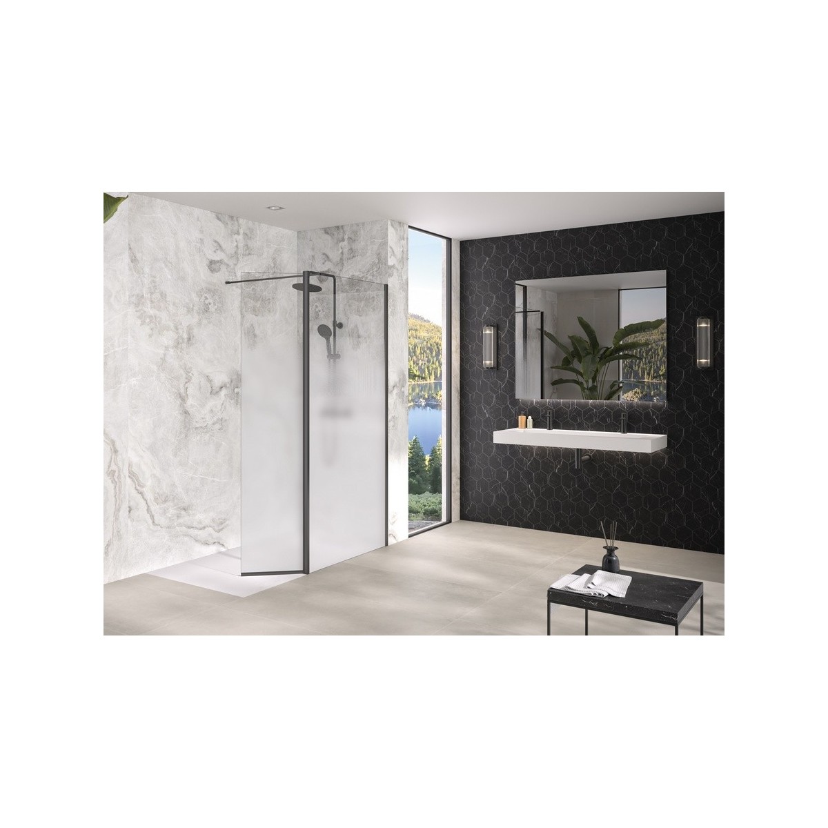 Volet pivotant 45cm pour Solo Design noir mat cosmos XL profilé à droite - KINEDO PA8290NMCOXED 