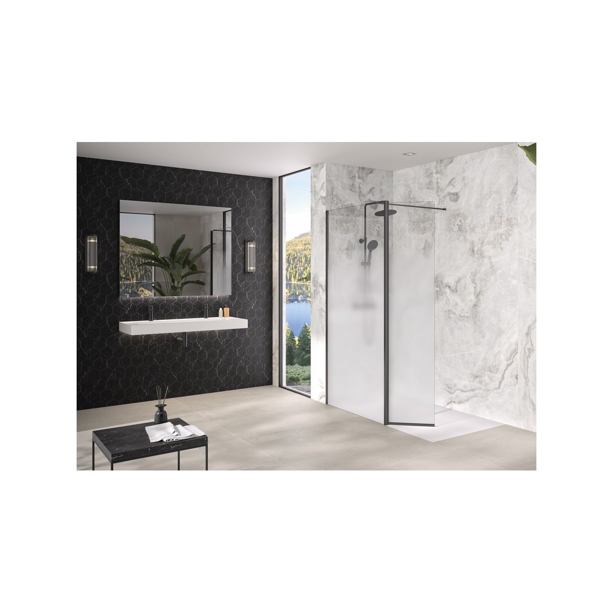 Volet pivotant 45cm pour Solo Design noir mat cosmos XL profilé à gauche - KINEDO PA8290NMCOXEG 