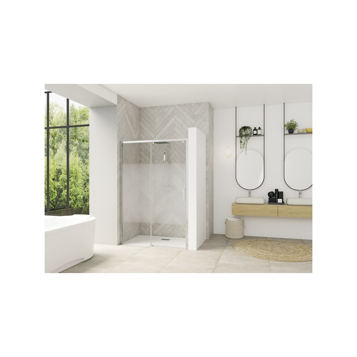 Paroi Smart Design C sans seuil 170 chromé cosmos fixe à gauche - KINEDO PA90124CCOEG 