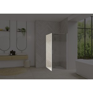 Paroi Smart Design Fixe ss seuil 90 blanc cosmos - KINEDO PA90154BCOE 