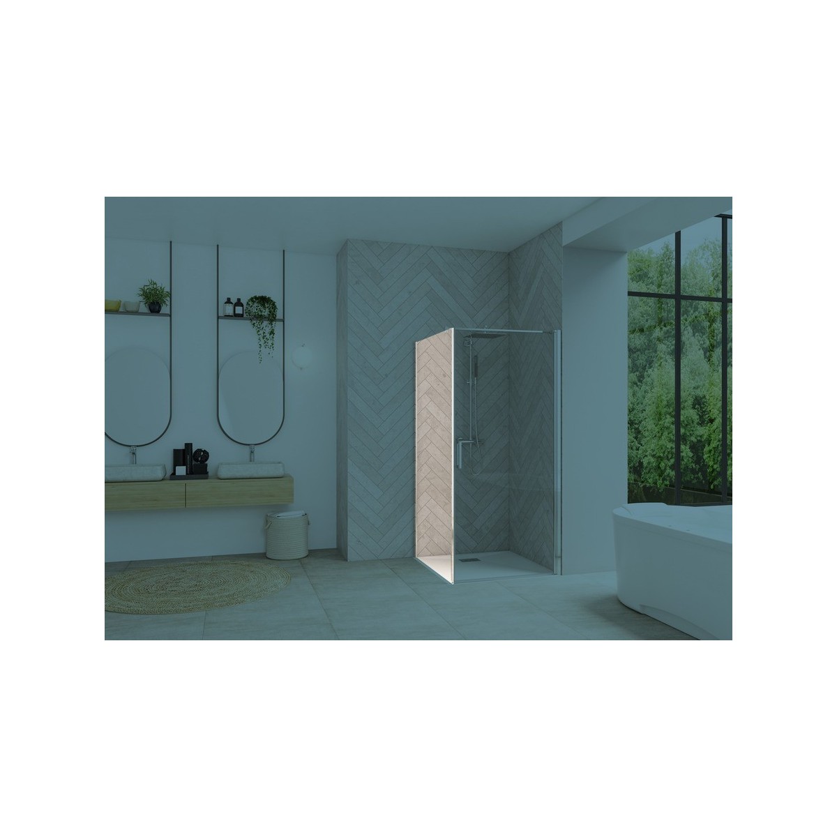 Paroi Smart Design Fixe sans seuil 140 cm chromé transparent - KINEDO PA90159CTNE 