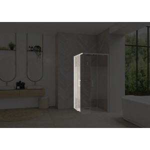 Paroi Smart Design AC ss seuil 70 blanc cosmos fixe à gauche - KINEDO PA90160BCOEG 