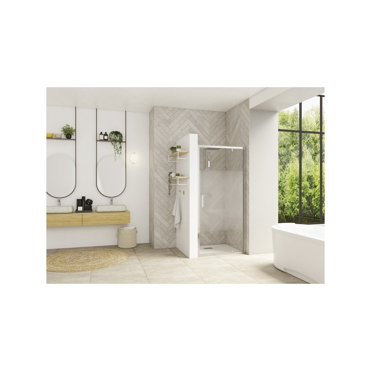 Paroi Smart Design P avec seuil 80 chromé cosmos - KINEDO PA90202CCOE 