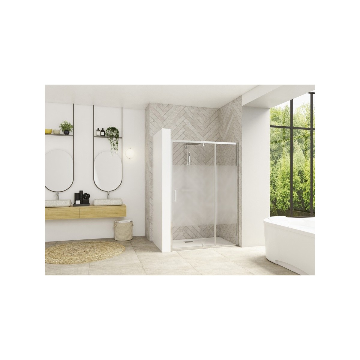 Paroi Smart Design P avec seuil 120 chromé cosmos - KINEDO PA90211CCOE 