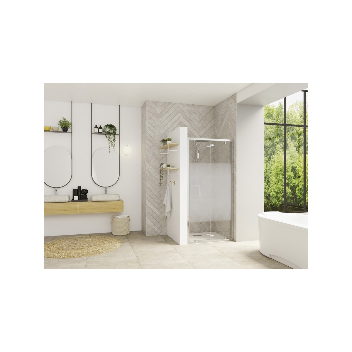 Paroi Smart Design S avec seuil 80 chromé cosmos - KINEDO PA90232CCOE 