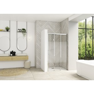 Paroi Smart Design 3V ss seuil 80 chromé cosmos fixe à droite - KINEDO PA90260CCOED 