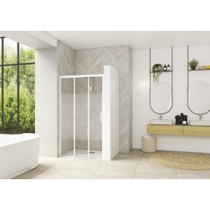Paroi Smart Design 3V ss seuil 130 blanc cosmos fixe à gauche - KINEDO PA90267BCOEG 
