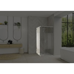 Paroi Smart Design AC avec seuil 80 chromé cosmos fixe à gauche - KINEDO PA90272CCOEG 