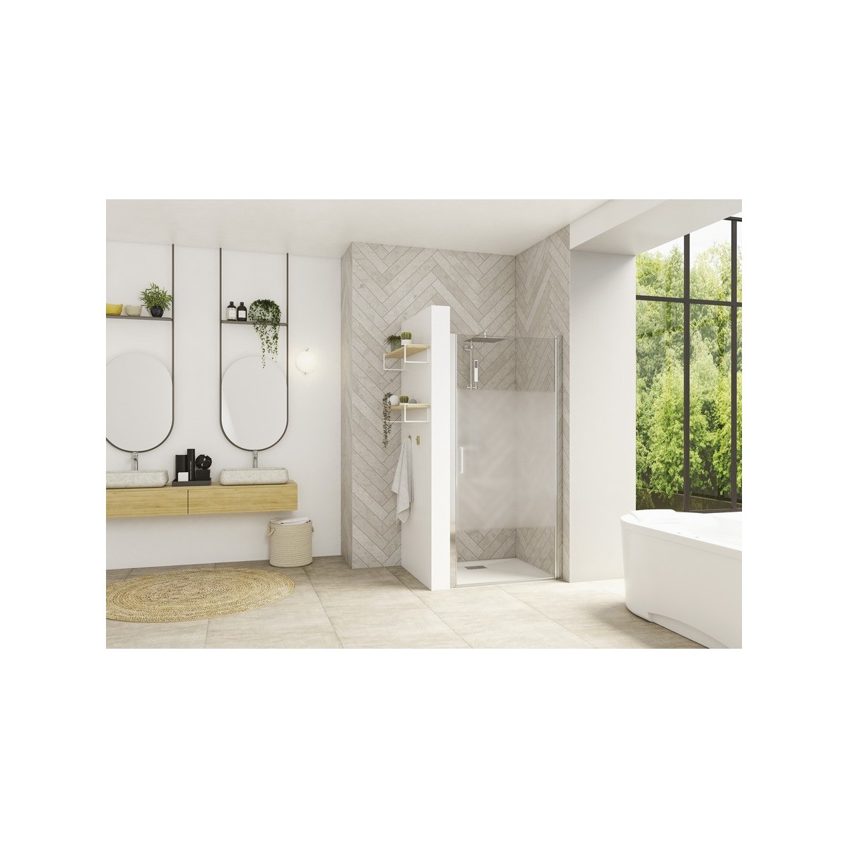 Paroi Smart Design P ss seuil 70 chromé cosmos - KINEDO PA9040CCOE 
