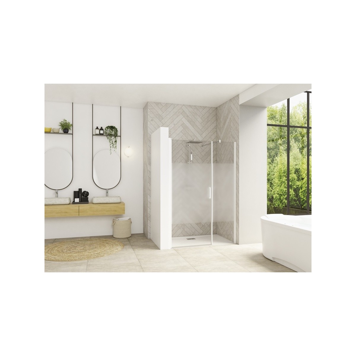 Paroi Smart Design Porte centrale ss seuil 150 blanc cosmos - KINEDO PA9064BCOE 