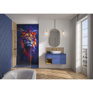 Paroi Solo Arkade 6mm 90 cm or brossé décor arche profilé à gauche - KINEDO PA952DAKEG 