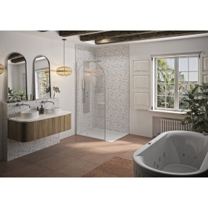 Paroi Solo Arkade 6mm 140 cm inox brossé décor arche profilé à gauche - KINEDO PA955IAKEG 