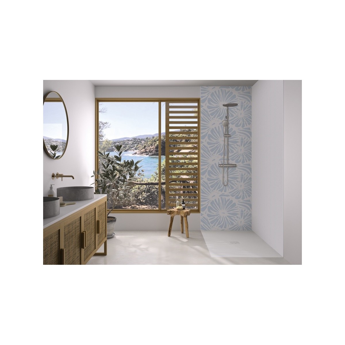 Panneau mural Kinewall Design 3 mm 150x250 faïence tissé bleu rosace - KINEDO PM1088 