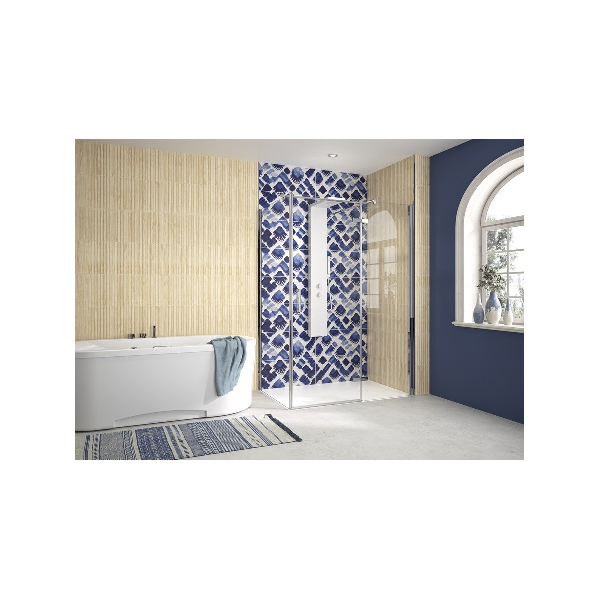 Panneau mural Kinewall Design 3 mm 100x202 faïence boho indigo - KINEDO PM566 