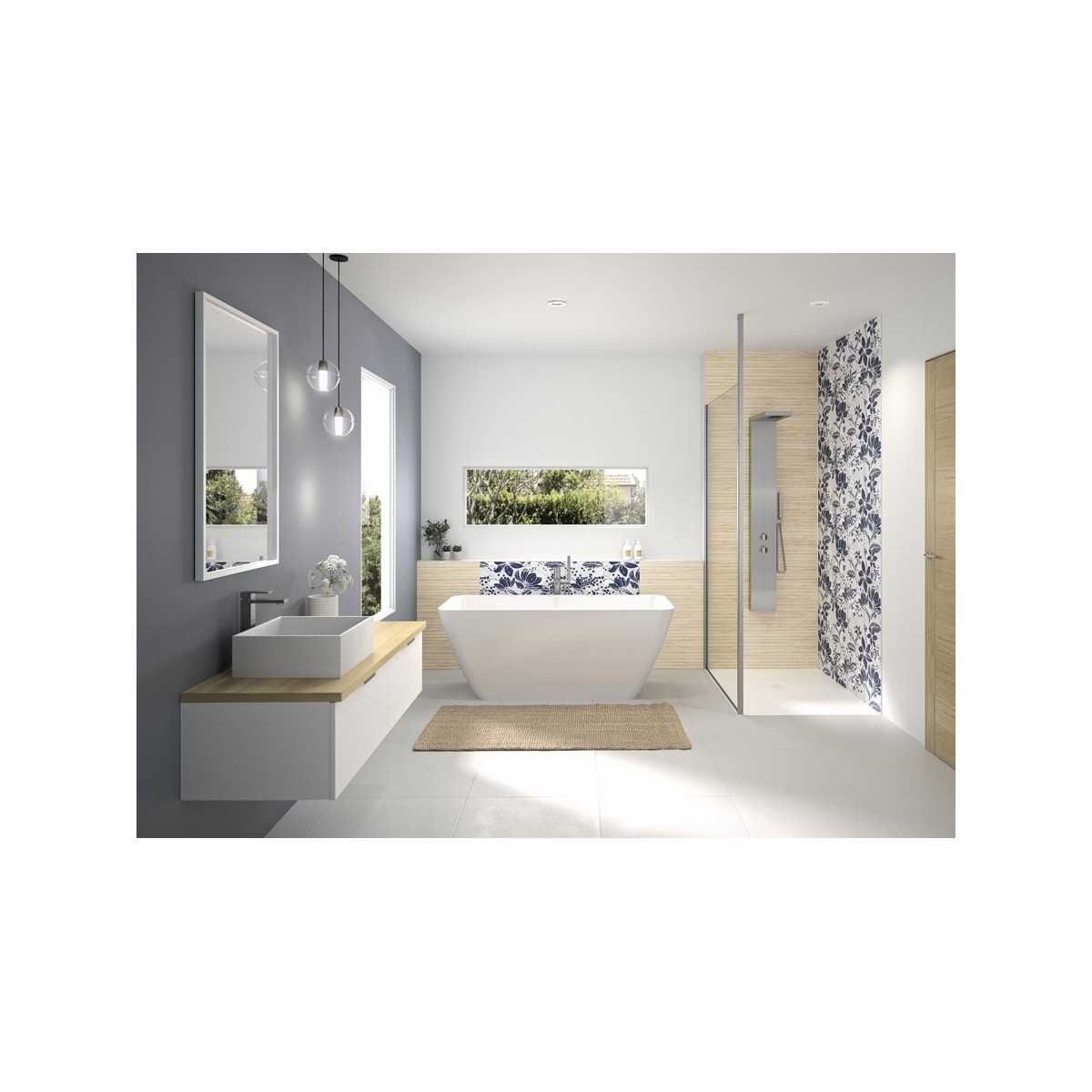 Panneau mural Kinewall Design 3 mm 125x250 faïence frangipanier - KINEDO PM867 