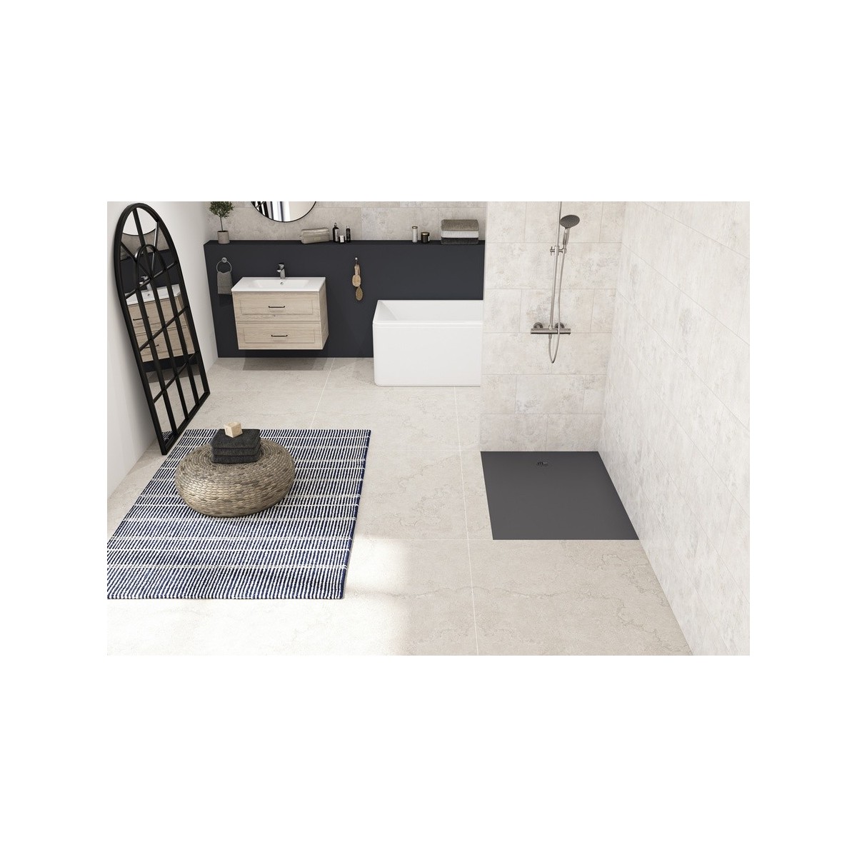Receveur Kinesurf Nova en Biocryl et Biotec 120X80 Gris anthracite mat PN12 - KINEDO RD1237AM 
