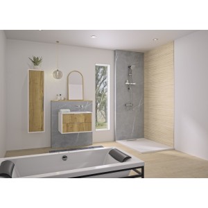 Integra Design 100X250 décor marbre gris galet profilé argent brillant - KINEDO IN1-101-A-R1-NXD 