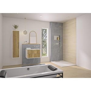 Integra Premium 100X250 décor marbre gris galet profilé argent brillant - KINEDO IN1-101-A-R2-NI5 