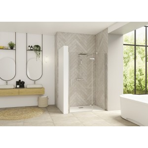Paroi Smart Design P Charnières sans seuil 100 chromé transparent droite - KINEDO PA1412CTNED 