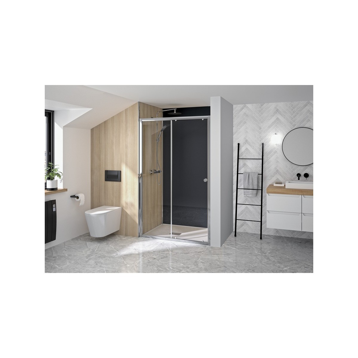 Paroi Supra C 160 chromé transparent - KINEDO PA1543CTN 