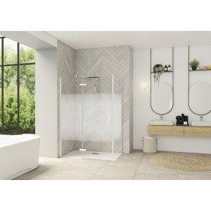 Paroi Smart Design P Charnières ss seuil pour P+F 120 blanc cosmos gauche - KINEDO PA1614BCOEG 