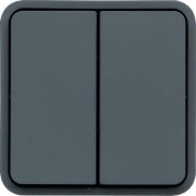Interrupteur va et vient double Cubyko étanche IP55 gris - HAGER WNA040