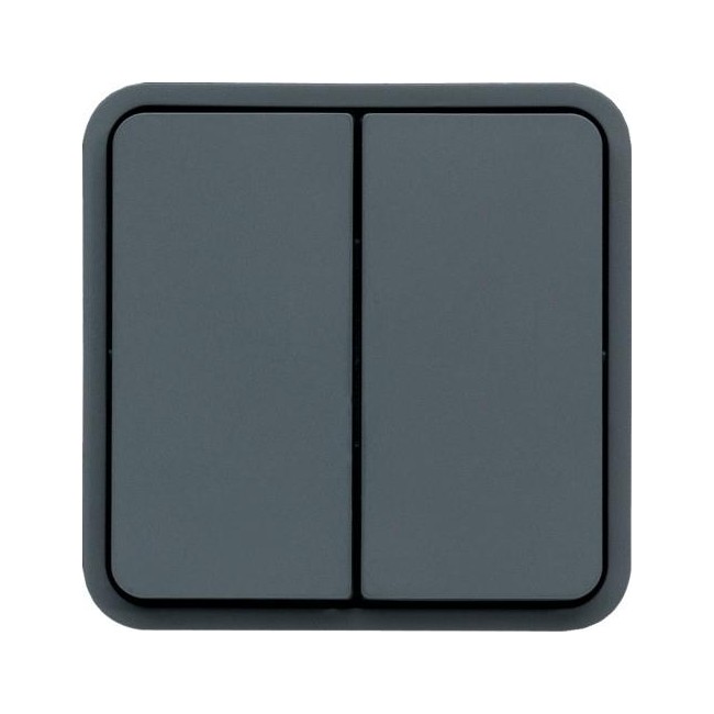 Interrupteur va et vient double Cubyko étanche IP55 gris - HAGER WNA040