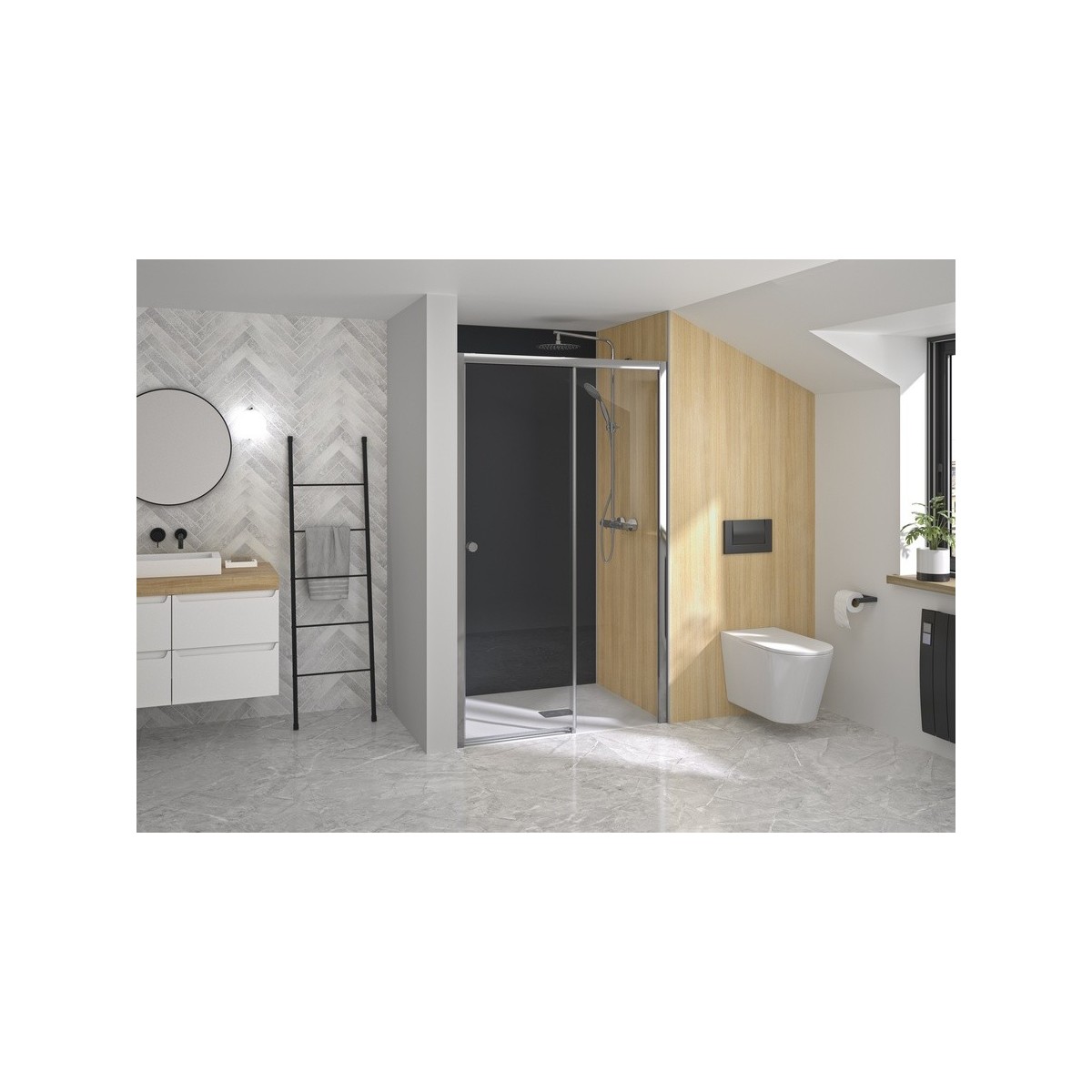 Paroi Supra C ss 120 chromé transparent droite - KINEDO PA2221CTND 