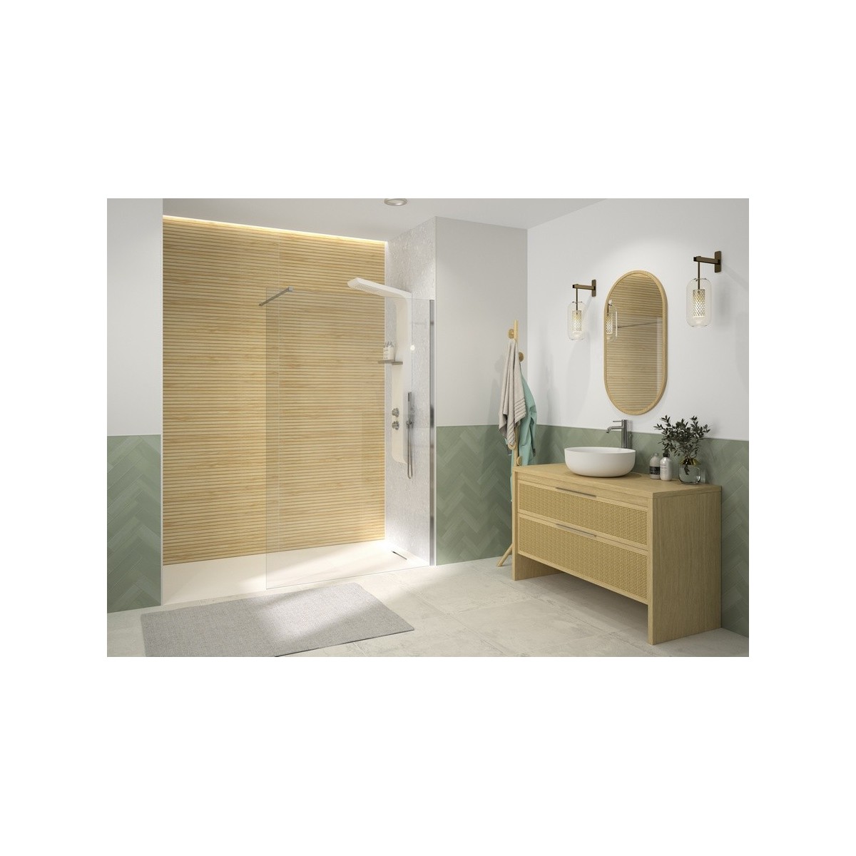 Paroi Solo 6 verre 6mm largeur 140 cm Hauteur 190 cm profilé chromé - KINEDO PA2405CTN 