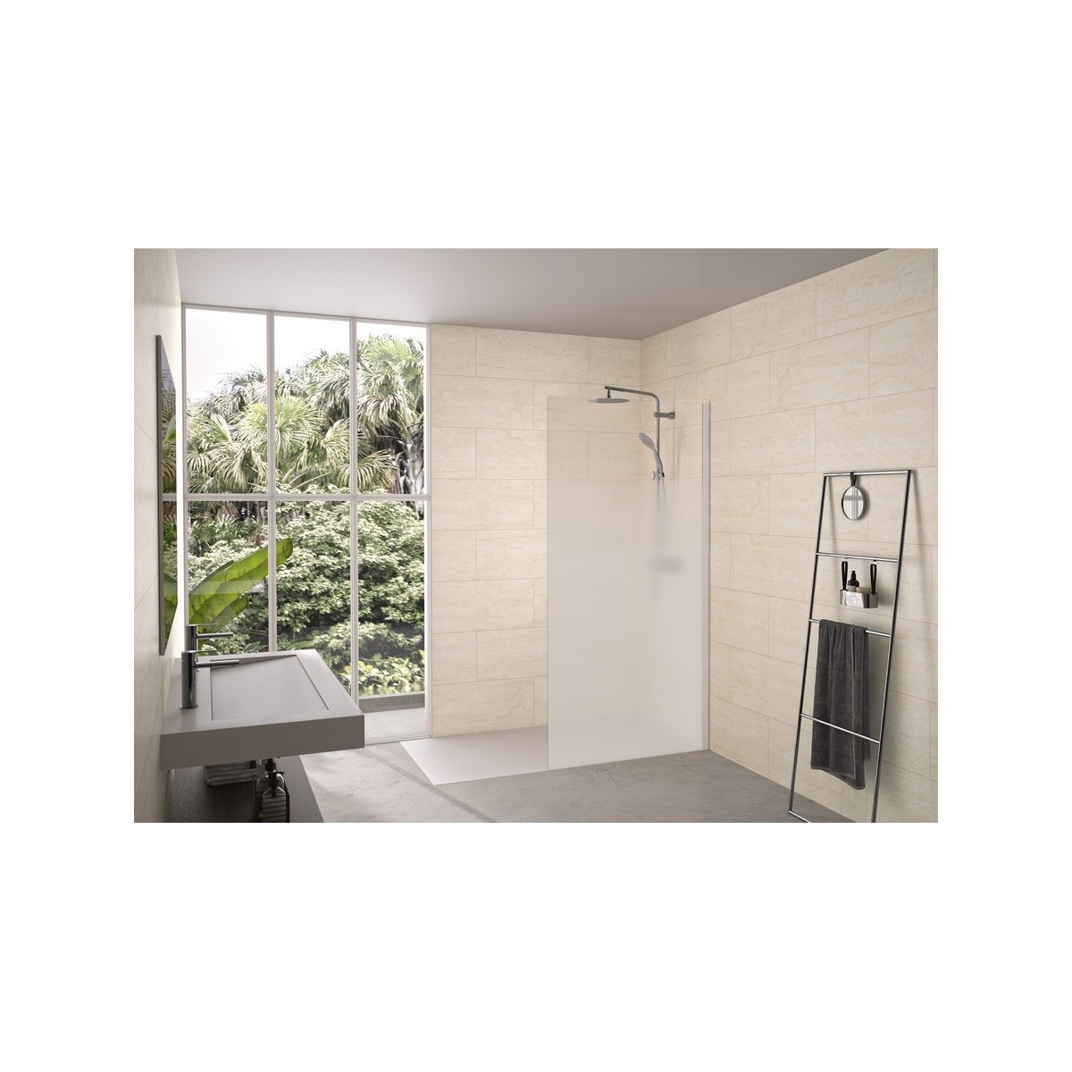 Paroi Solo 6+ verre 6mm cosmos XL 50 cm H200 cm blanc grainé - KINEDO PA2410BCOXE 