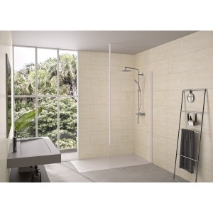 Paroi Solo 6+ verre 6mm transparent 70 cm H200 cm blanc grainé Mât - KINEDO PA2412BTNEM 