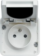 Prise électrique 2P+T associable 14A IP55 Gris Cubyko PC 2P+T - HAGER WNA100