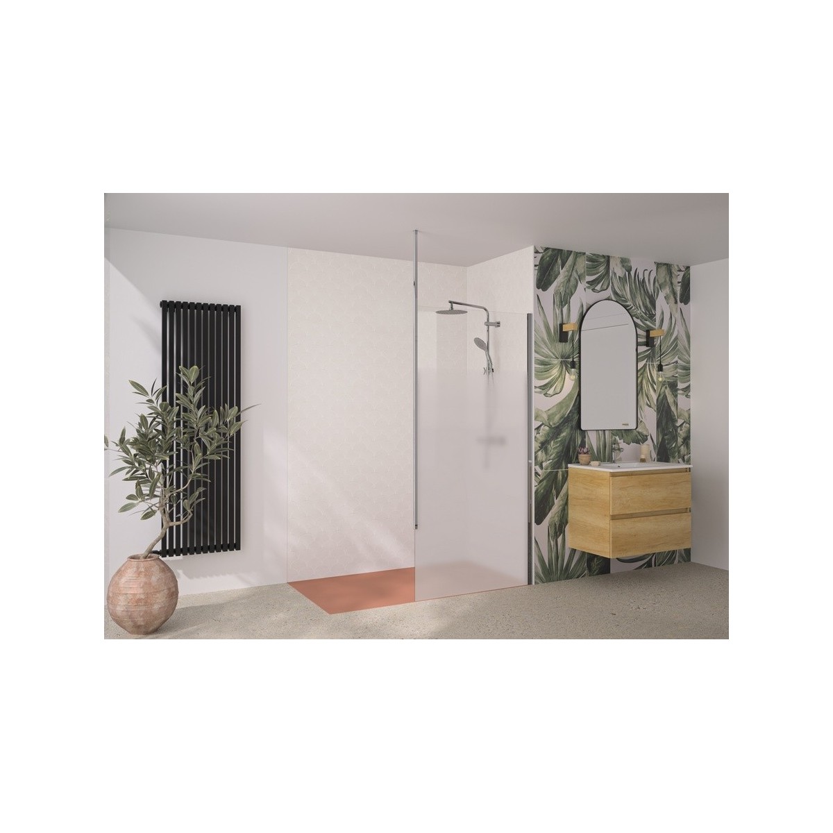 Paroi Solo 6+ verre 6mm cosmos XL 110 cm H200 cm chromé Mât - KINEDO PA2416CCOXEM 