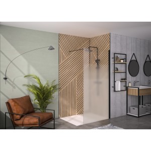 Paroi Solo 6+ verre 6mm cosmos XL 110 cm H200 cm noir mat - KINEDO PA2416NCOXE 