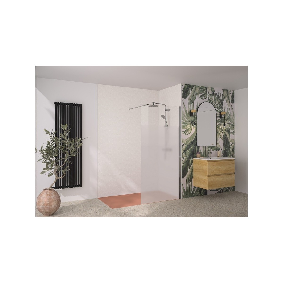 Paroi Solo 6+ verre 6mm cosmos XL 140 cm H200 cm chromé - KINEDO PA2418CCOXE 