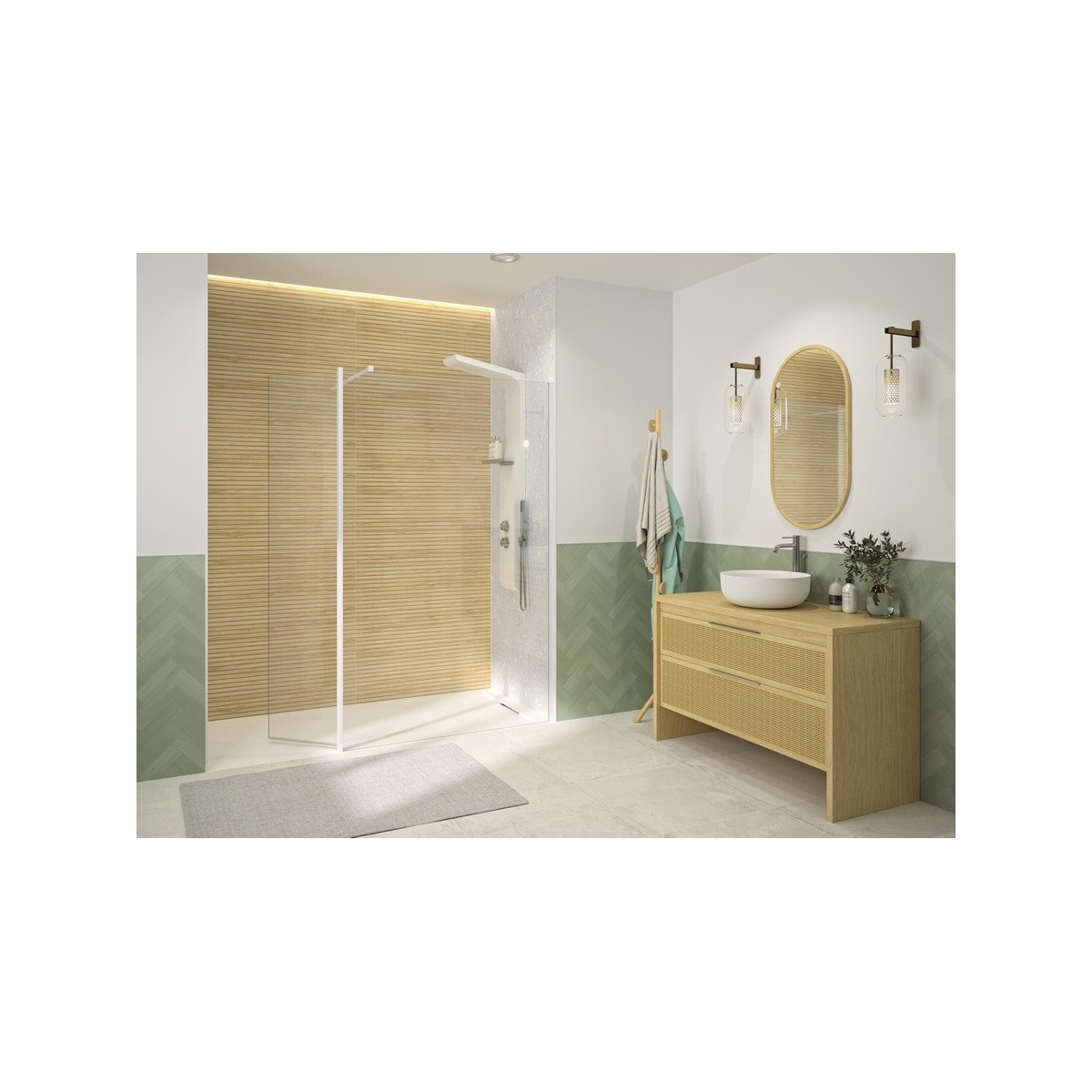 Volet pivotant pour paroi walk in Solo 6 blanc mat - KINEDO PA2490BTN 