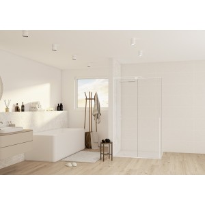 Paroi walk in Solo C coulissante 8mm 160 cm blanc mat transparent - KINEDO PA2532BMTNE 