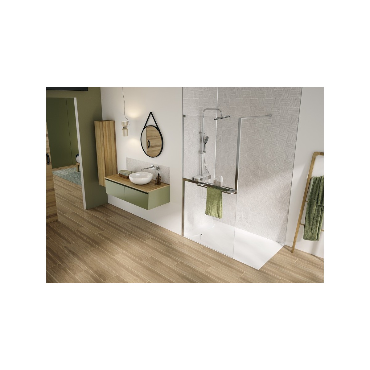Paroi walk in accessoirisée Solo Z 90 cm chromé transparent - KINEDO PA2585CTNE 