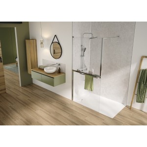 Paroi walk in accessoirisée Solo Z 90 cm chromé transparent - KINEDO PA2585CTNE 