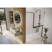 Paroi walk in accessoirisée Solo Z 140 cm noir mat transparent - KINEDO PA2588NTNE 