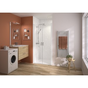 Paroi Smart Express+ 2 portes ss seuil 6mm 80 cm H200 blanc - KINEDO PA2720BTNE 