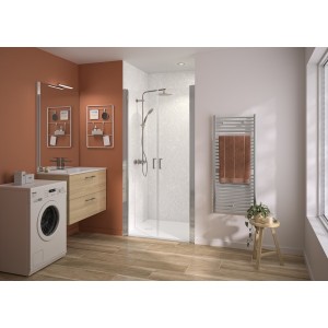 Paroi Smart Express+ 2 portes ss seuil 6mm 80 cm H200 chromé - KINEDO PA2720CTNE 