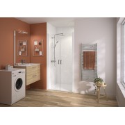 Paroi Smart Express+ 2 portes ss seuil 6mm 90 cm H200 blanc - KINEDO PA2721BTNE 