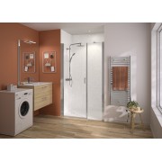 Paroi Smart Express+ porte centrale ss seuil 6mm 120 cm chromé - KINEDO PA2750CTNE 