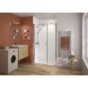 Paroi Smart Express+ porte centrale ss seuil 6mm 120 cm chromé - KINEDO PA2750CTNE 