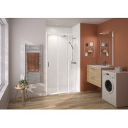 Paroi Smart Express+ 3 volets ss seuil 120 cm H200 blanc fixe à droite - KINEDO PA2760BTNED 