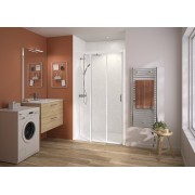 Paroi Smart Express+ 3 volets ss seuil 120 cm H200 blanc fixe à gauche - KINEDO PA2760BTNEG 