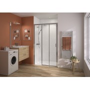 Paroi Smart Express+ 3 volets ss seuil 120 cm H200 chromé fixe à gauche - KINEDO PA2760CTNEG 